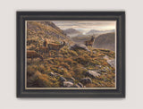 Framed picture of red deer above Glen Etive Scotland