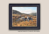 Stalking Ponies - Highland Garrons Framed Print. Painting by Martin Ridley