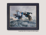 Framed print of a pair of black grouse 