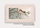 Picture of red squirrel print in white frame