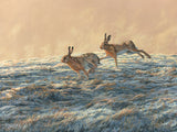 Picture of left-hand panel of eight running hares triptych