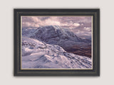 Framed print of the scottish mountain Slioch in winter.