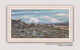 Framed picture of red deer on Scottish mountain