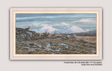 Framed picture of red deer on Scottish mountain