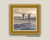 Framed boxing hares canvas print