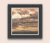 Framed picture of geese in filght