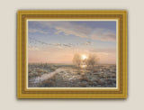 Framed geese canvas print