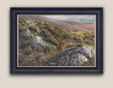 Framed red grouse covey canvas print