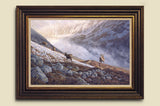 Framed red deer and mountain screes picture