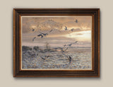 Framed geese canvas print