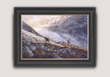 Framed picture of red deer on Scottish mountain