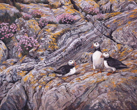 Trio of Puffin Print