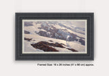 Framed print of mountain hares on snow