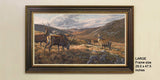 Framed picture of grazing red deer stags in Glen Strathfarrar