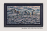 Framed print of otters in sea loch
