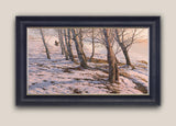 Framed winter morning woodcock canvas print